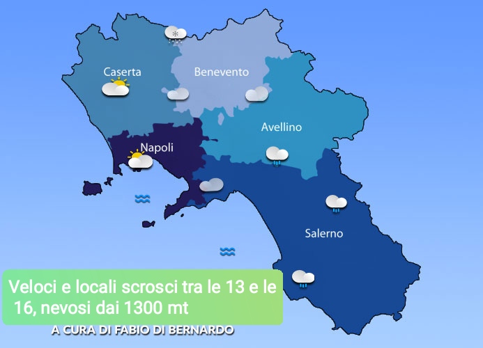 Previsioni Campania del 13/02/2024 – MARTEDÌ – CSA meteo