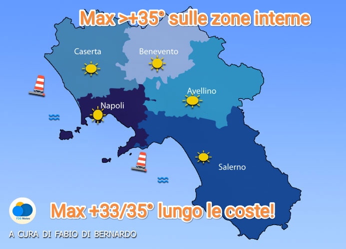 Previsioni Campania 29/06/2024 e 30/06/2024 – SABATO E DOMENICA – CSA meteo