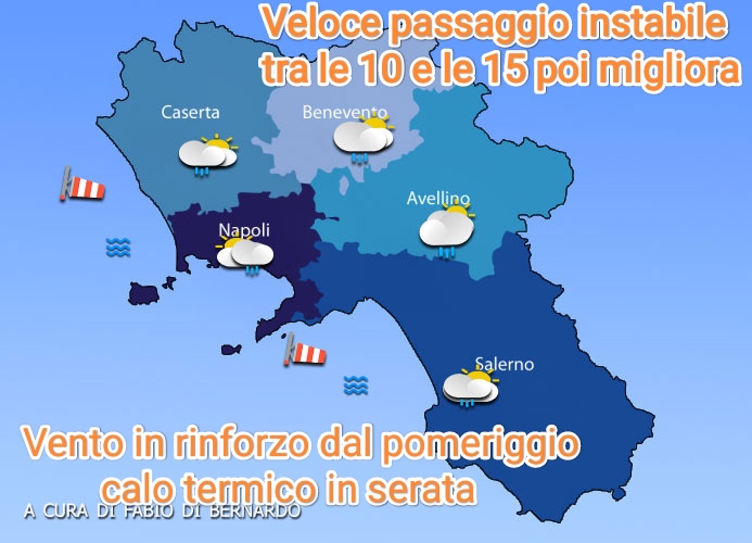 PREVISIONI CAMPANIA  28/01/2025 – MARTEDI’– CSA METEO