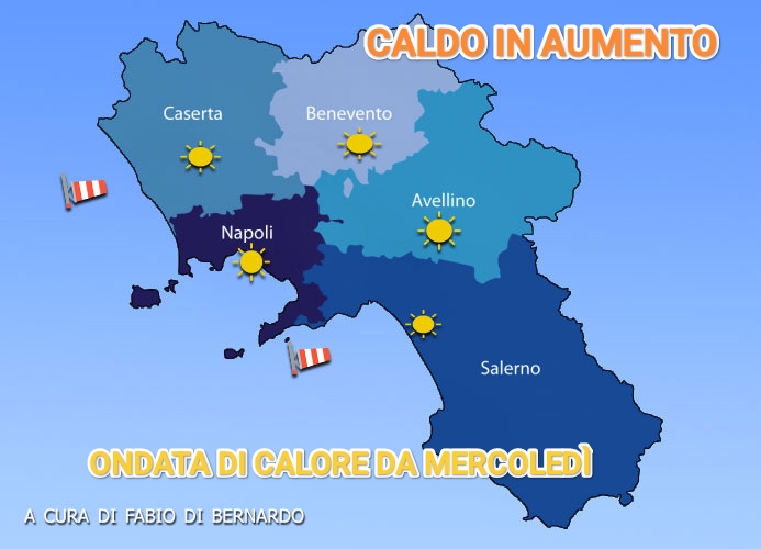 PREVISIONI CAMPANIA 23/25 GIUGNO 2025 –  LUNEDI’/MERCOLEDI’ – CSA METEO